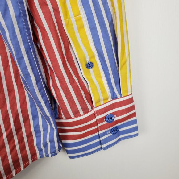 Bugatchi Uomo Long Sleeve Button Up Shirt Primary Color Stripes Size Large - Picture 7 of 10